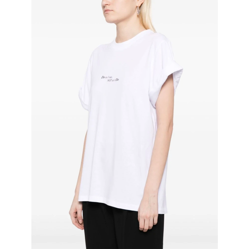Victoria Beckham Slogan Print Crew Neck T-shirt White Dames