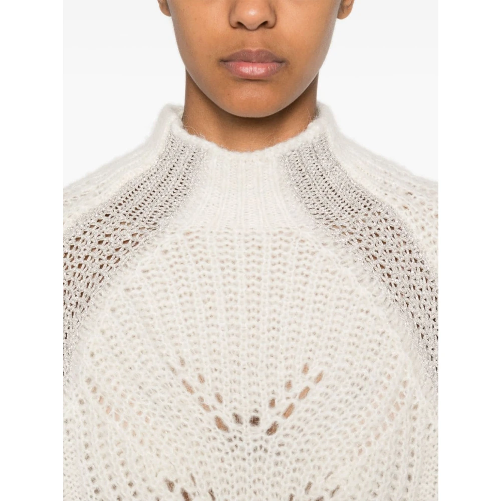Liu Jo Witte Gebreide Trui met Lurex-details White Dames