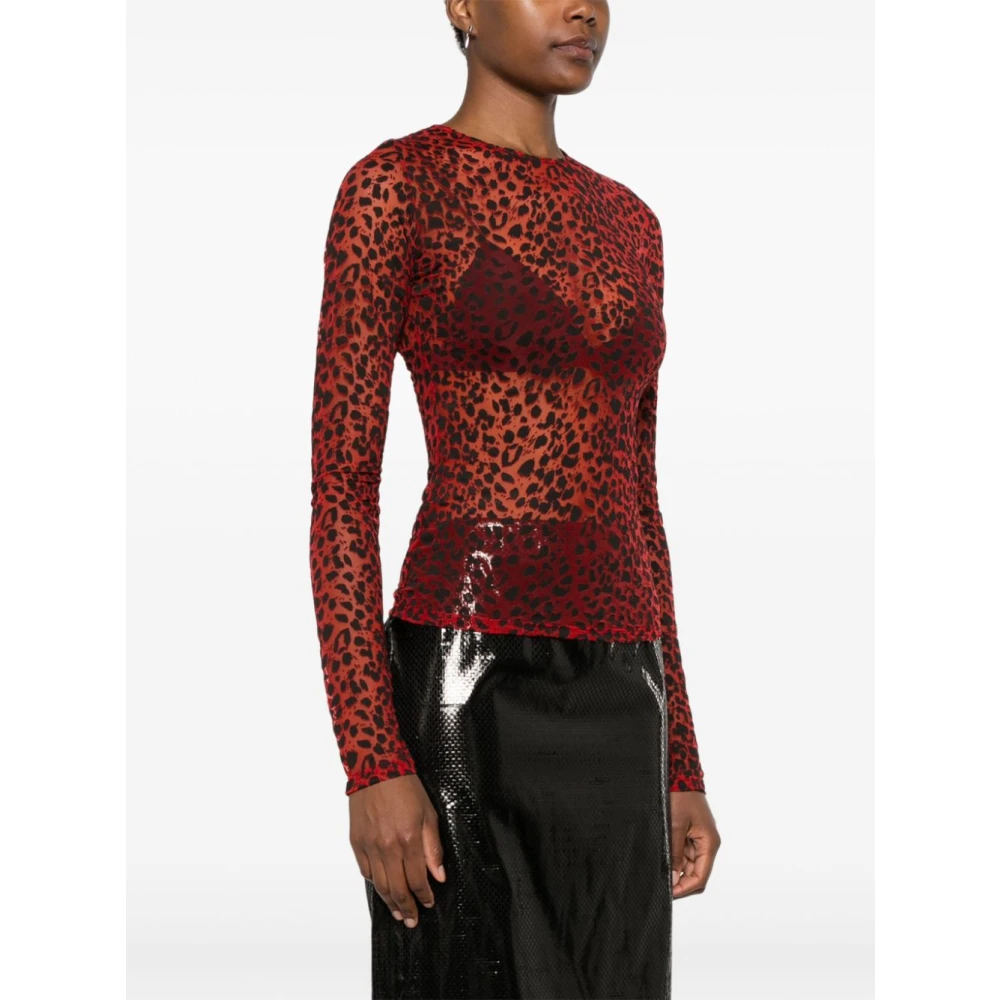 alexander mcqueen Luipaardprint Top Rood Zwart Red Dames