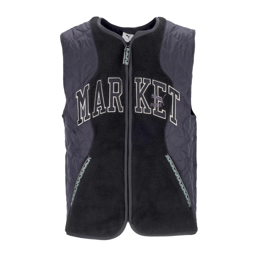Puma Men's Black Sherpa Sleeveless Vest With Zip