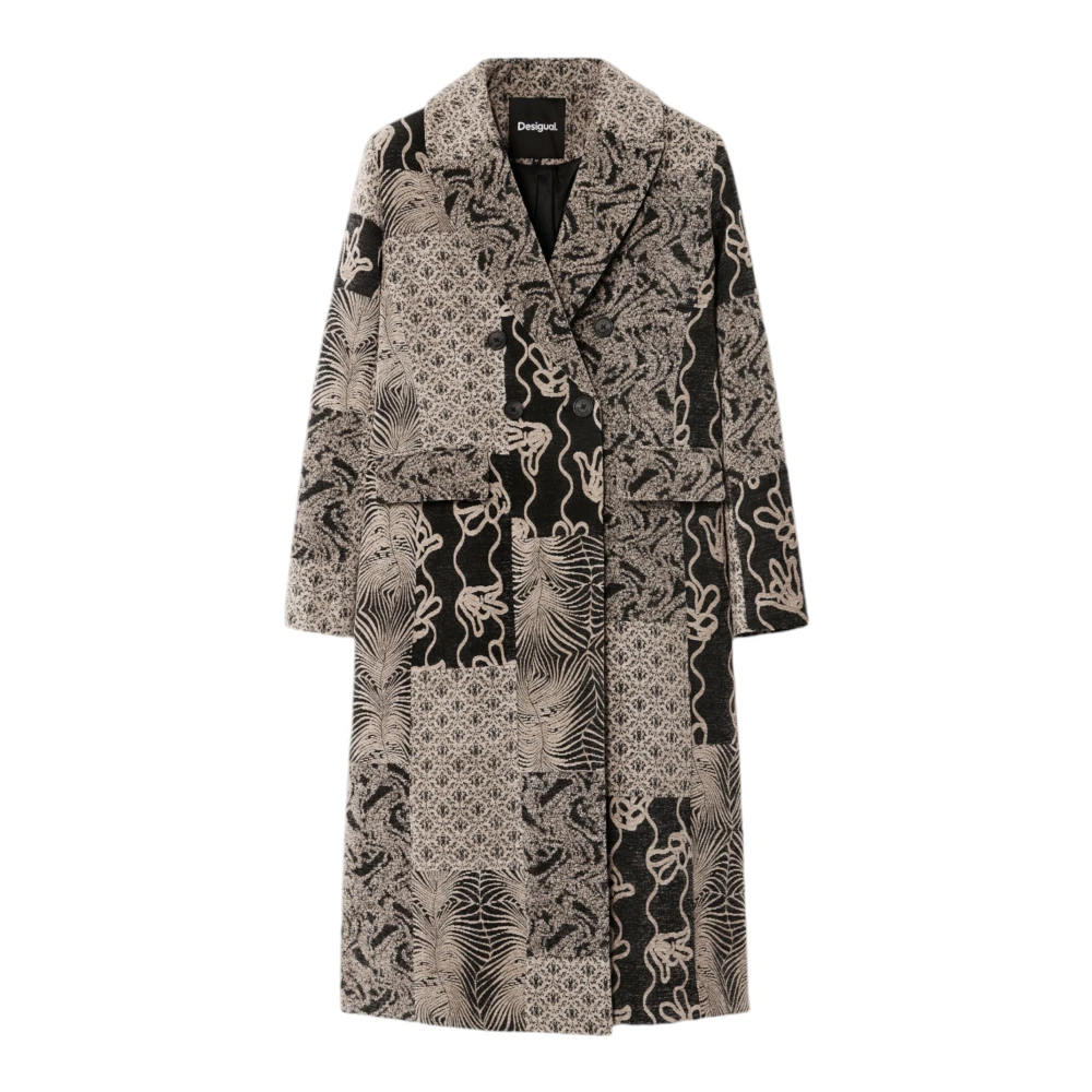 Desigual Gedrukte Revers Kraag Jas Knoopsluiting Multicolor Dames