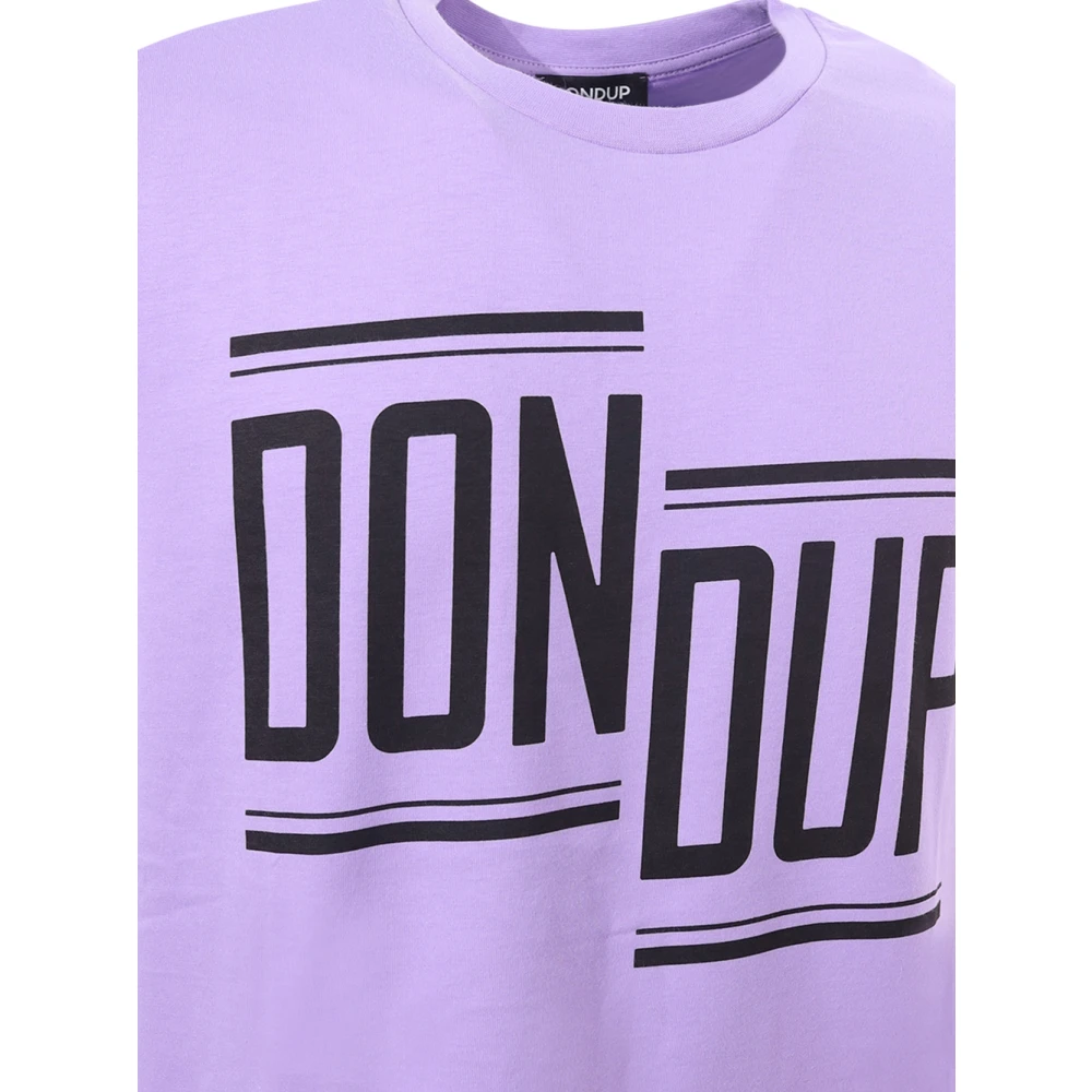 Dondup Paars Crew-neck T-shirt met Contrasterend Logo Purple Heren