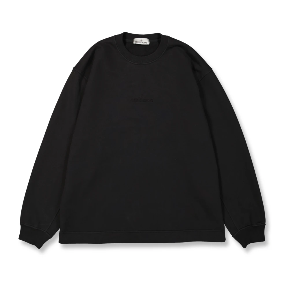 Stone Island Zwarte Sweatshirt met Geborduurd Logo Black Heren
