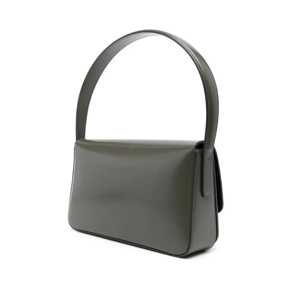Anine Bing Groene leren schoudertas met logo Green Dames
