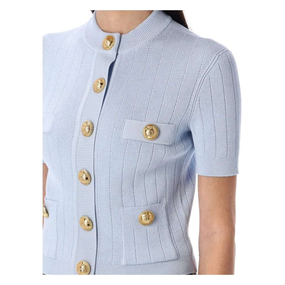 Balmain Gebreide trui met knopen Blue Dames