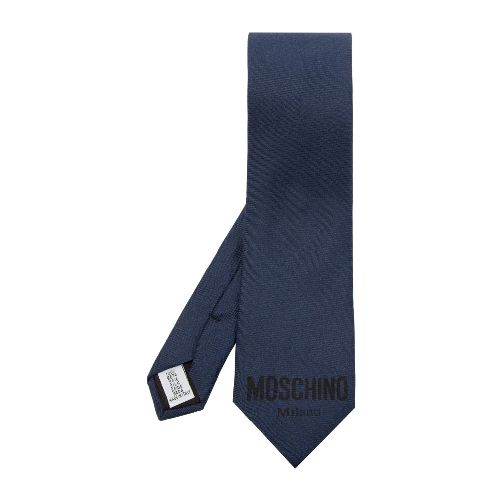 Moschino Stropdas met logo Blue Heren