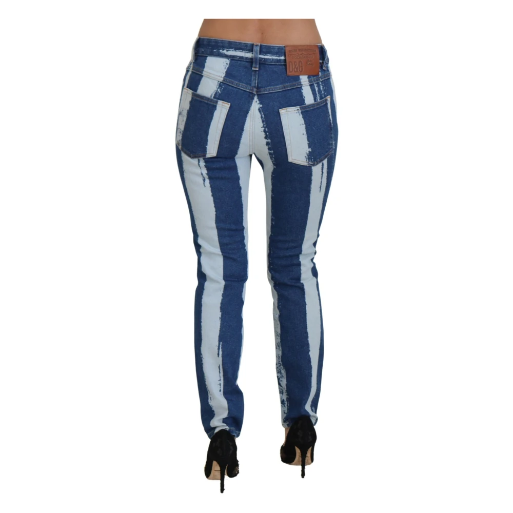 Dolce & Gabbana Elegante Gestreepte Slim Fit Jeans Blue Dames