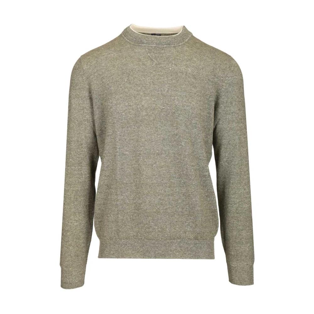 Fedeli Green Round-Neck Knitwear, Male, Xl, David Jumper