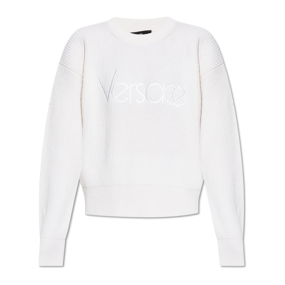 Versace Trui met geborduurd logo White Dames