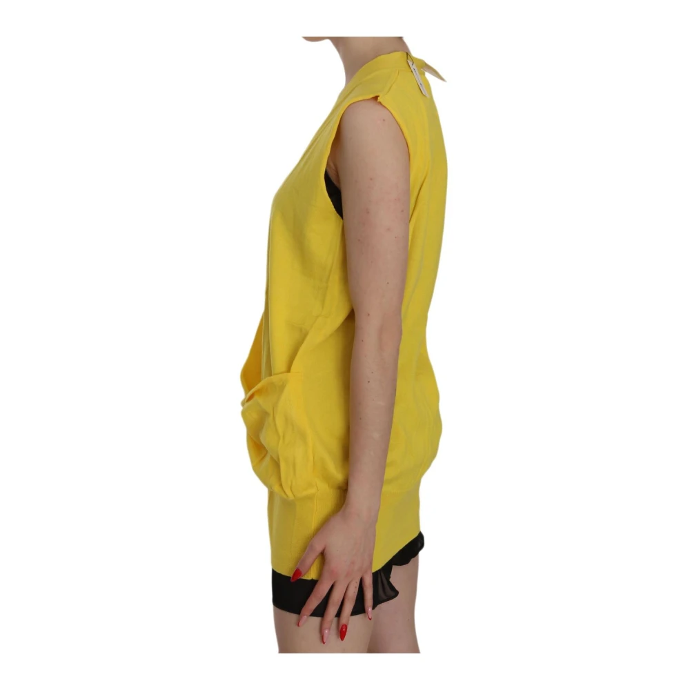 Pink Memories Gele V-hals Gebreide Cardigan Top Yellow Dames