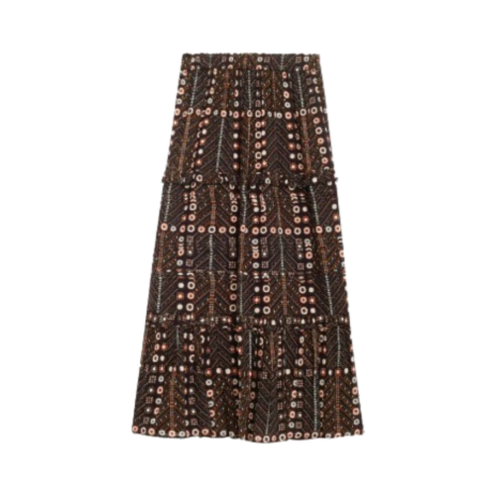 Isabel Marant Women's Brown Printed Cotton Voile Long Skirt - Midi Skirts - Xs - Skirts