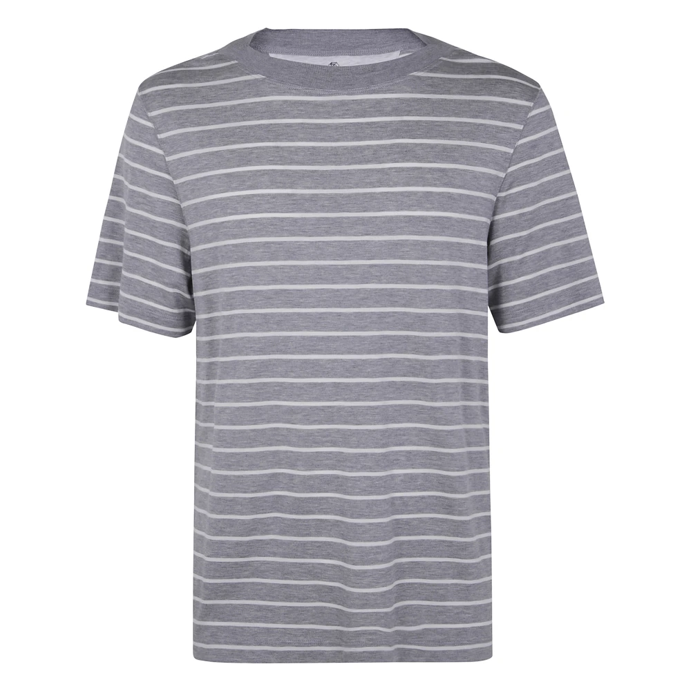 Brunello Cucinelli Randig T-shirt Gray, Herr