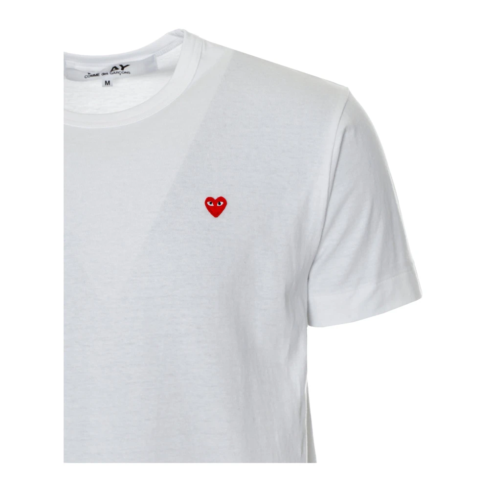 Comme des Garçons Play Logo Patch T-Shirt Ronde hals Made in Japan White Heren