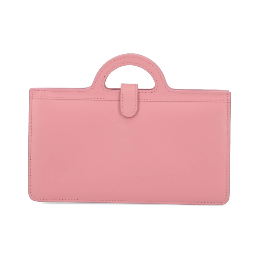 Marni Roze gladleren portemonnee met handvatten en schouderband Pink Dames