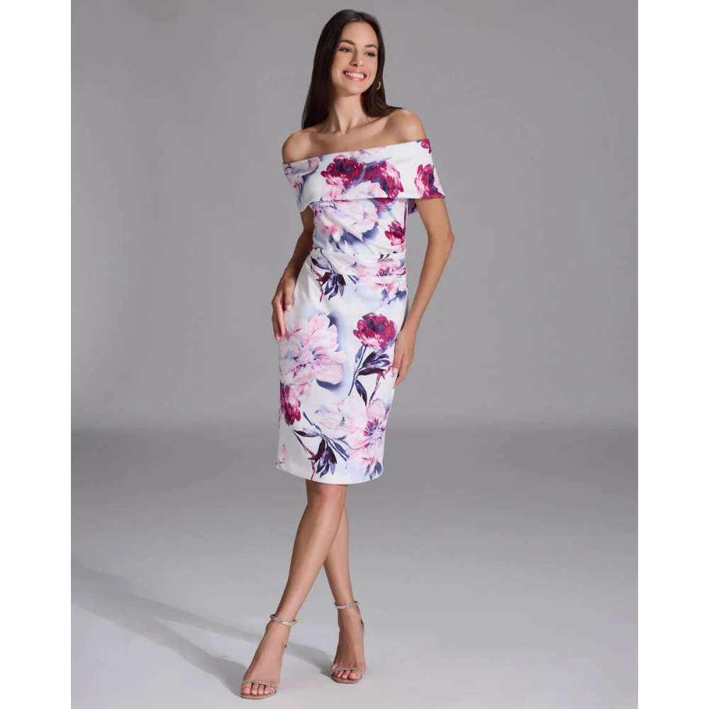 Swing Off-Shoulder Bedrukte Jurk Multicolor Dames