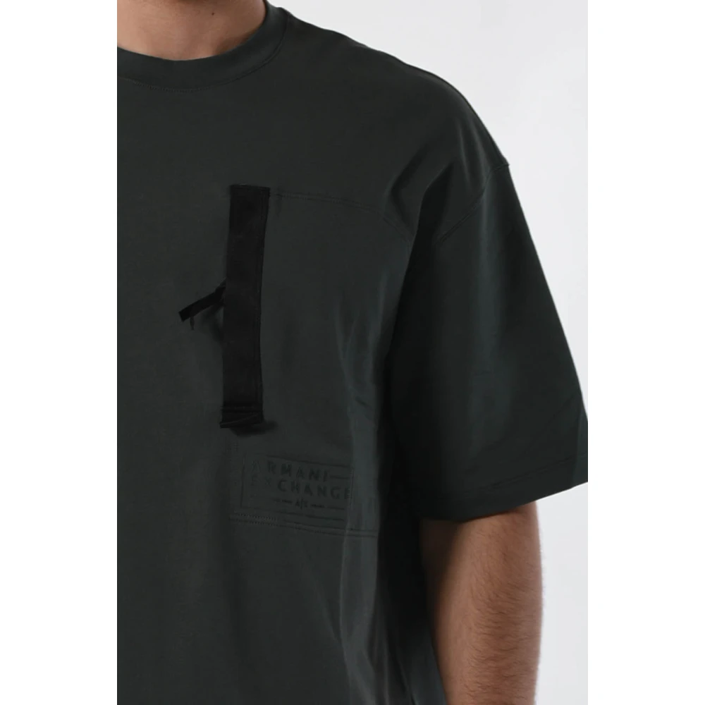 Armani Exchange Katoenen T-shirt met Voor Contrast Band Gray Heren