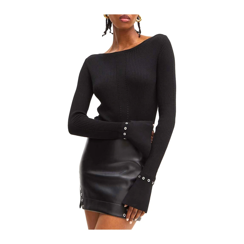 PATRIZIA PEPE Zwarte wollen ribtrui Black Dames