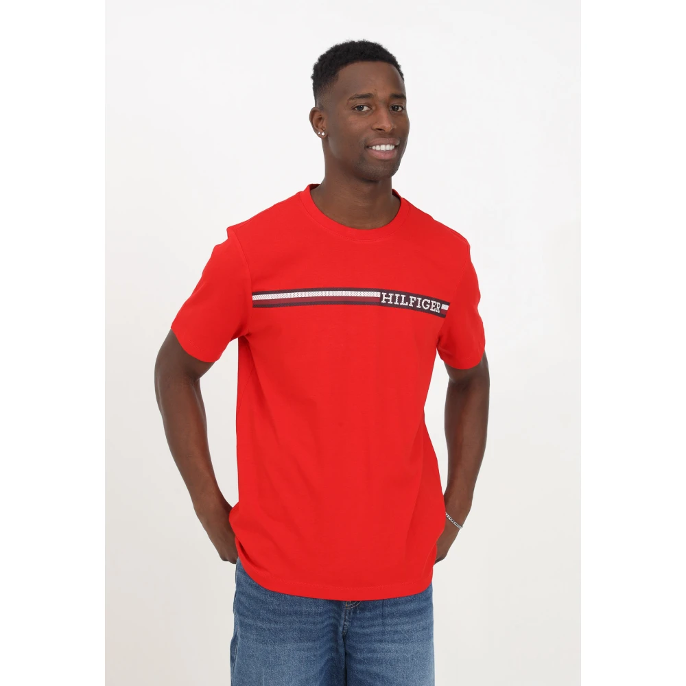Tommy Hilfiger Moderne Monogram Rode Heren T-shirt Red Heren