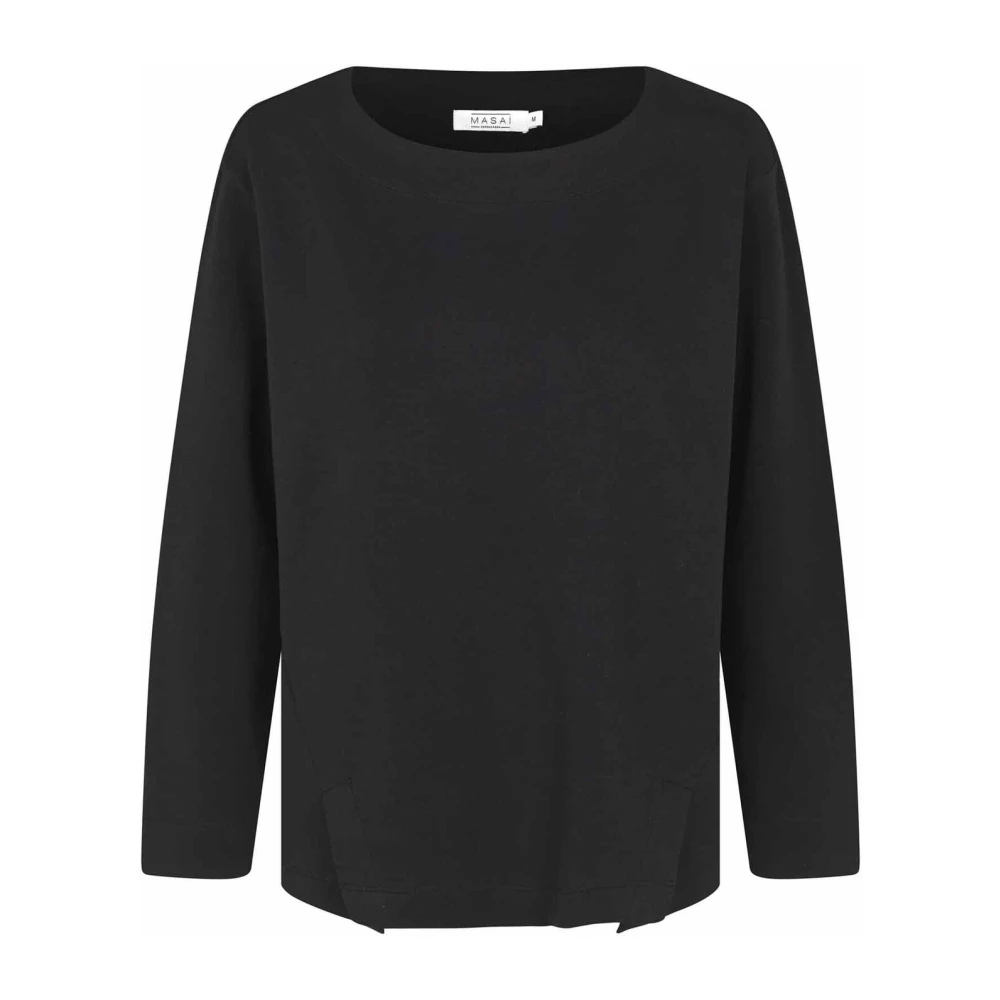 Masai Eenvoudige Zwarte Top met Lange Mouwen Black Dames
