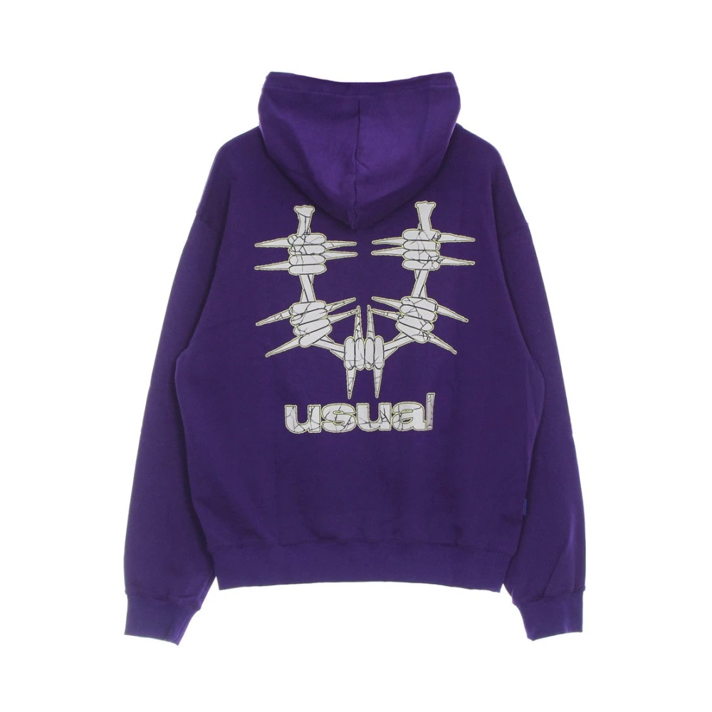 Usual Paarse Cracked Hoodie Lichtgewicht Sweatshirt Purple Heren