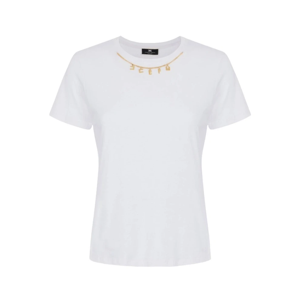Elisabetta Franchi Gouden Charme Jersey T-Shirt White Dames