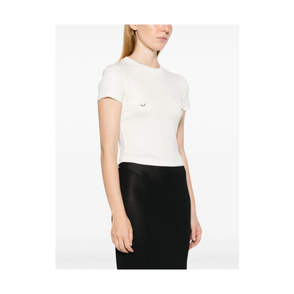 Mugler Ster Appliqué Crew Neck T-shirt White Dames