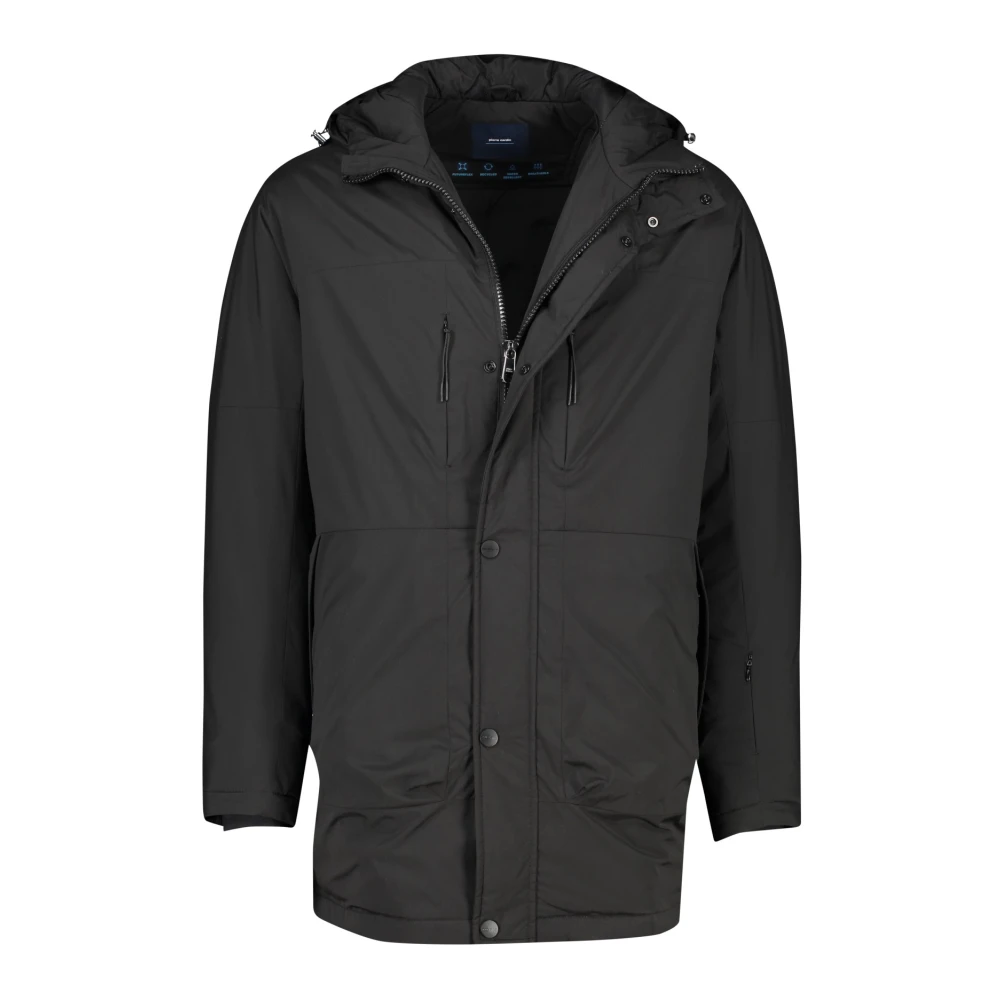 Pierre Cardin Zwarte Winterjas met Rits en Knoop Black Heren