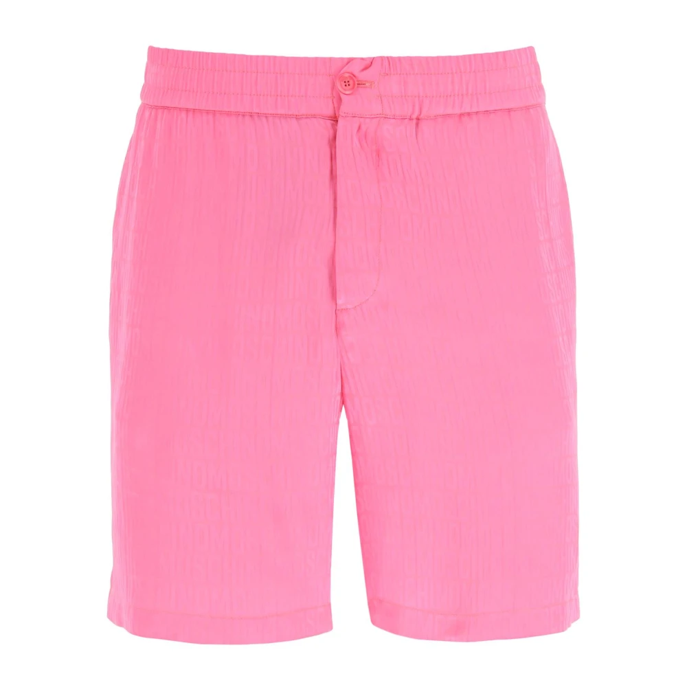 Moschino Monogram Zijden en Viscose Shorts Pink Heren