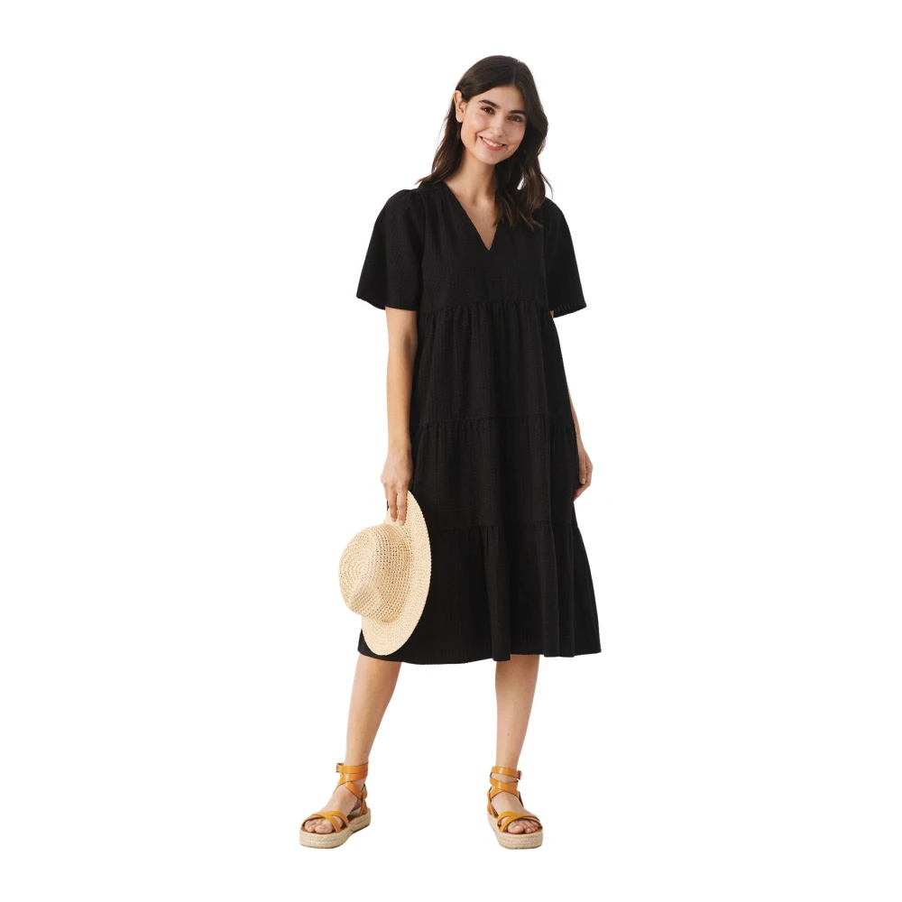 Part Two Black Flared Midi Dress - Female - Midi Dresses - S - Dresses