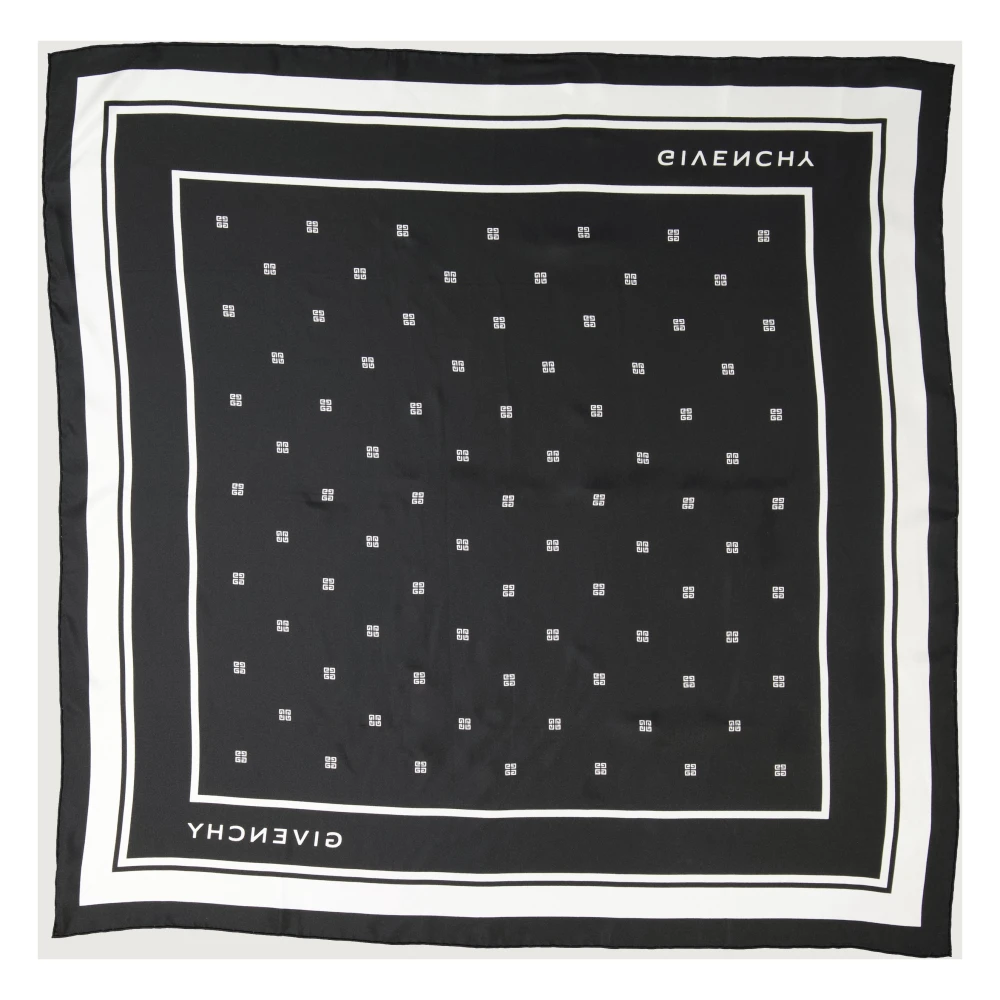 Givenchy Zijden Sjaal 4G Zwart en Wit Black Dames