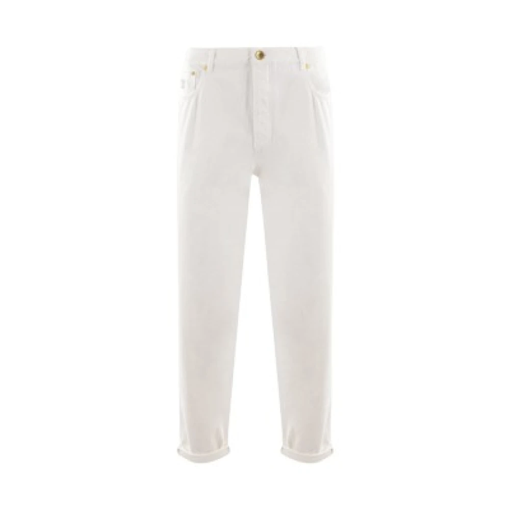 BRUNELLO CUCINELLI Witte Denim Jeans met Logo Borduursel White Heren