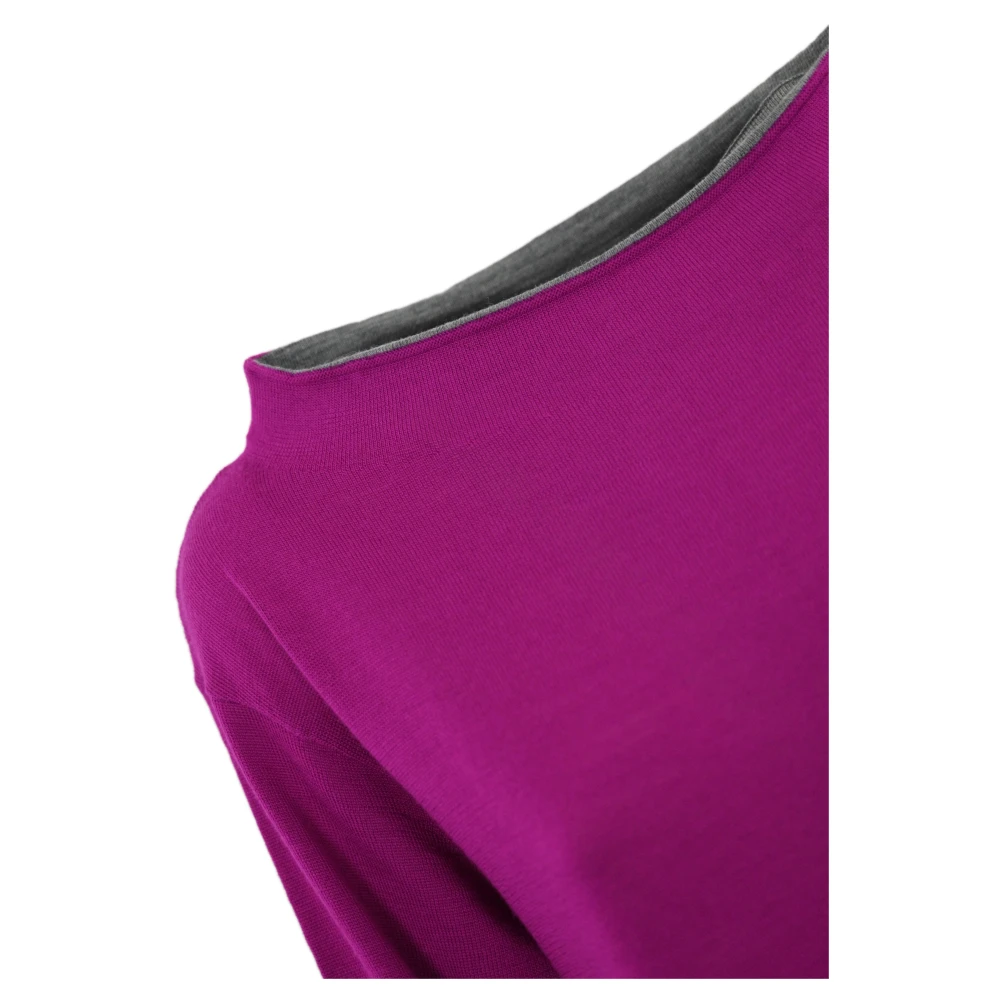 Liviana Conti Wollen Trui 3 4 Mouw Opstaande Kraag Purple Dames