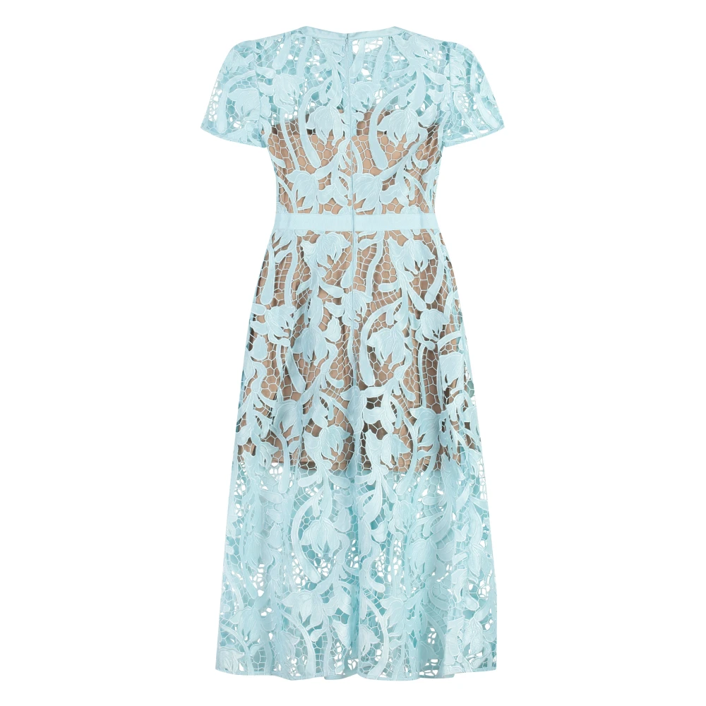 Self Portrait Kanten midi-jurk met nude-tone onderjurk Blue Dames