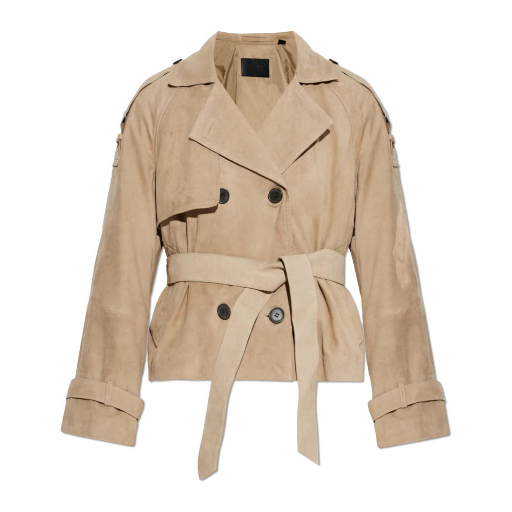 Allsaints Vrouw Beige Jassen Dames, L, Leather Jassen
