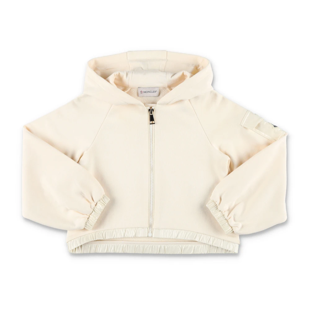 Moncler Vit Cropped Zip Hoodie White, Flicka