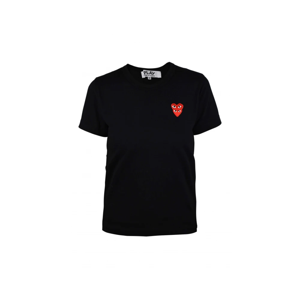 Comme des Garçons Zwart Katoen Hart Logo T-Shirt Black Dames