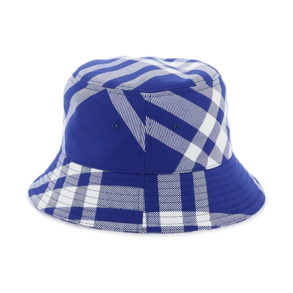 Burberry Check Bucket Hat Blue Heren