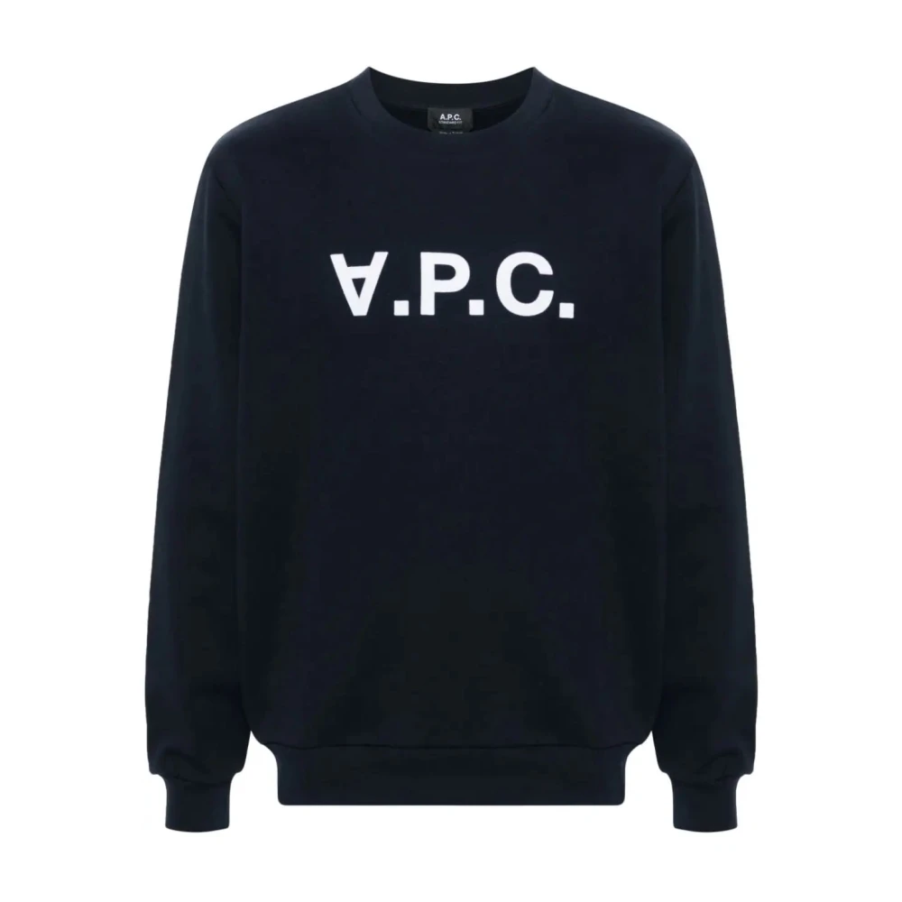 A.p.c. Flocked Logo Sweatshirt Blue Dames