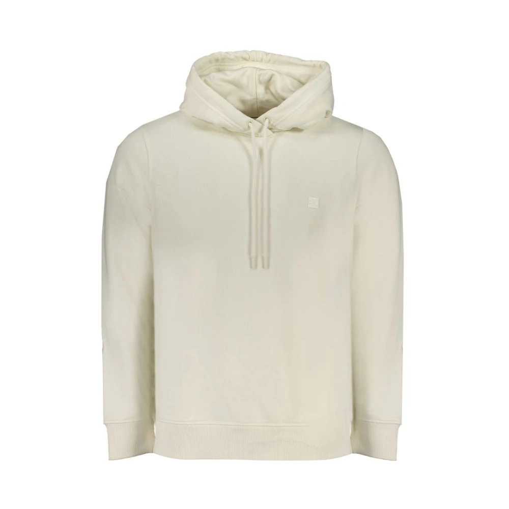Calvin Klein Geborstelde hoodie met logoplaatje Beige Heren