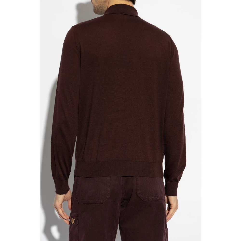Versace Lange mouw polo Brown Heren