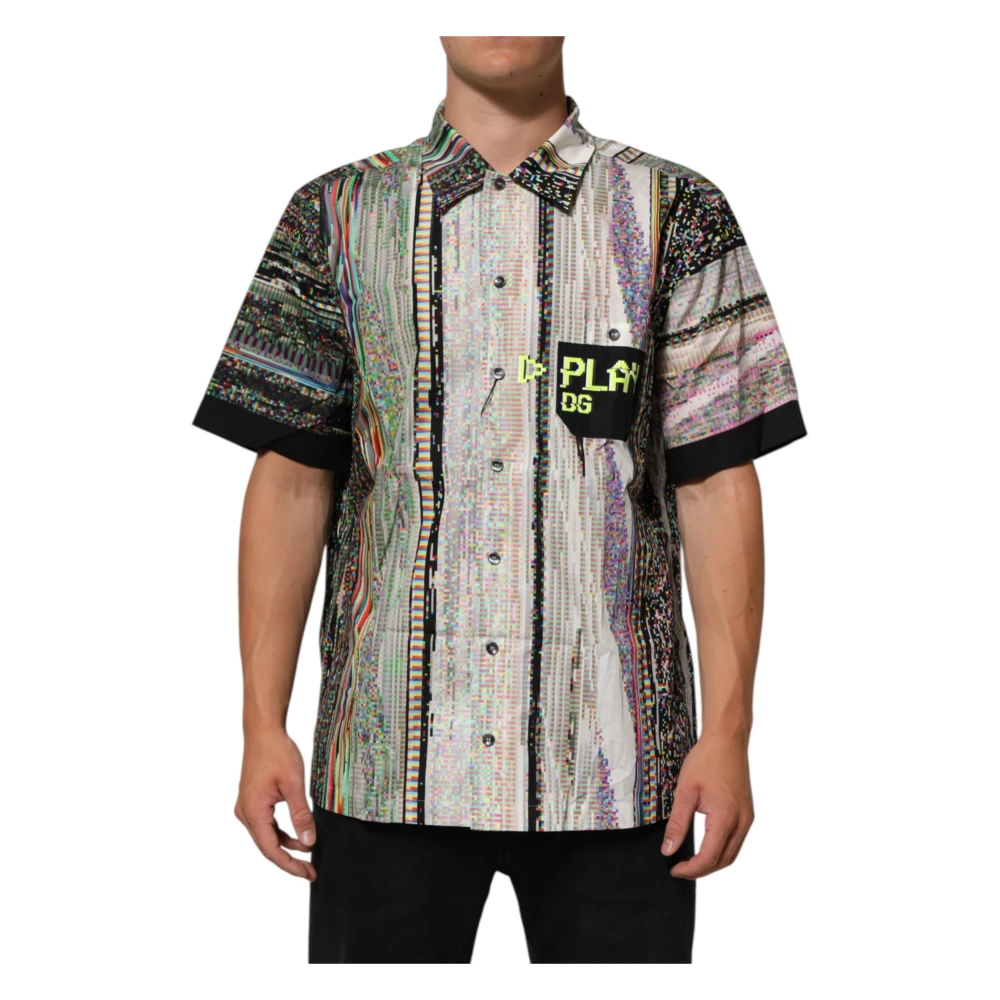 Dolce & Gabbana Men's Multicolor Graphic Collared Casual Shirt - Short Sleeve Shirts - 2XL - Shirts