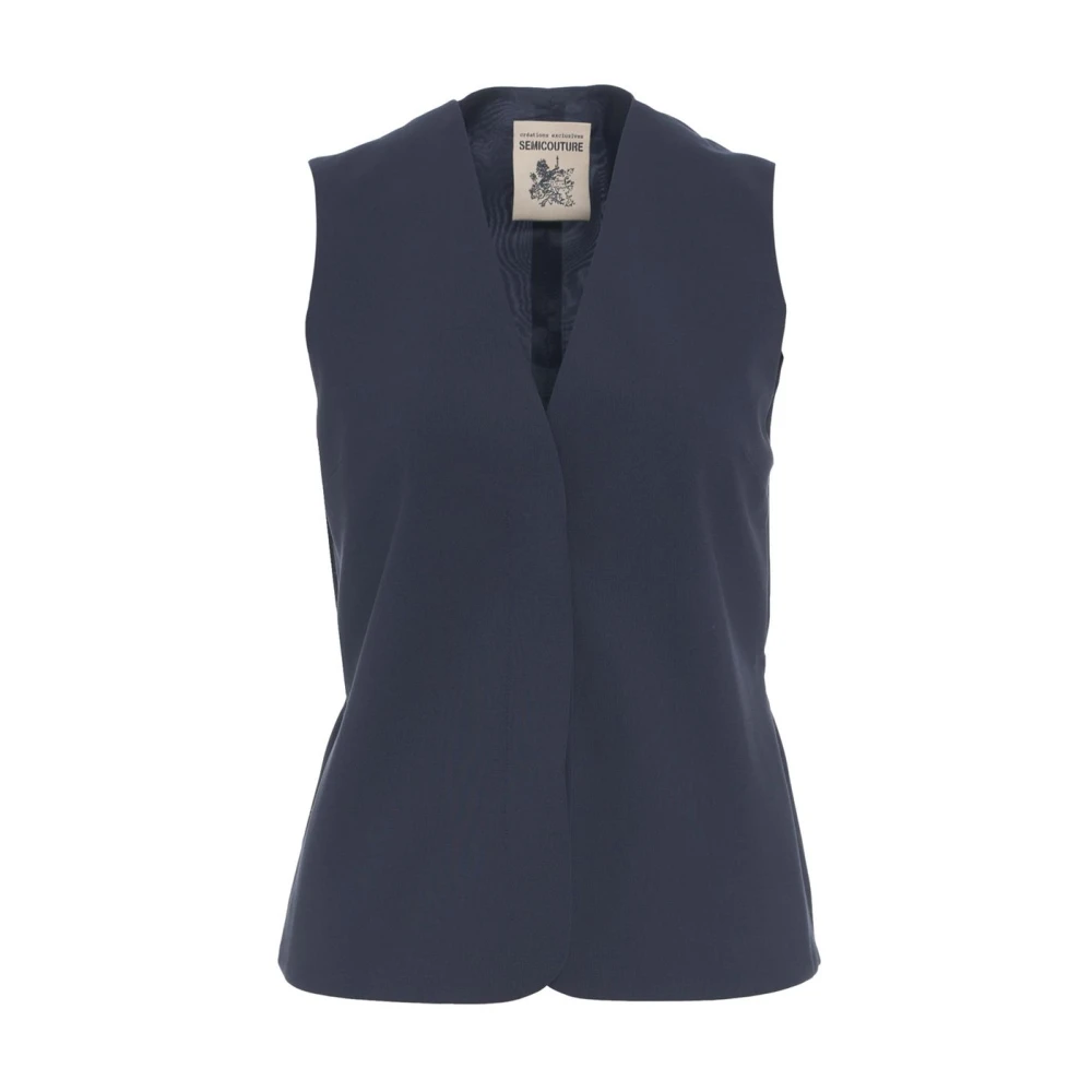 Semicouture Blauwe Wollen Blazer Blue Dames