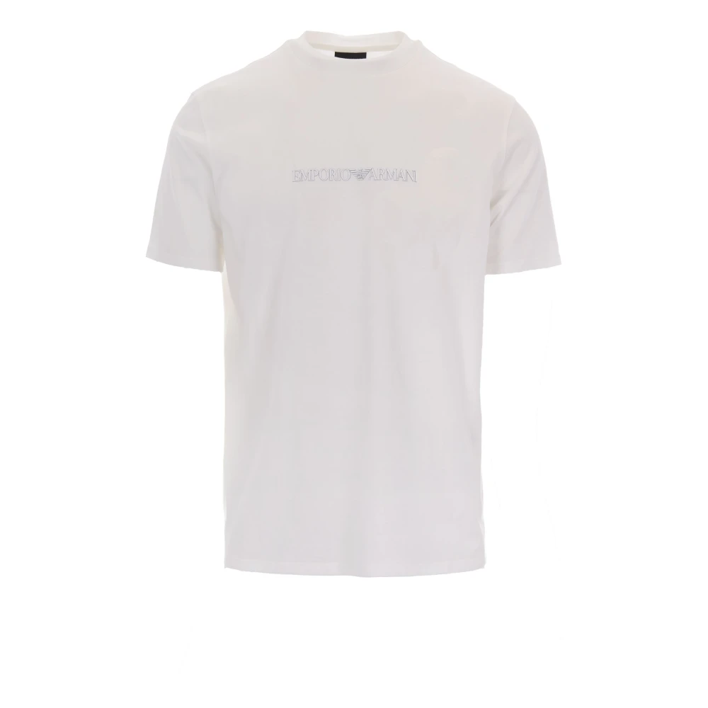 Emporio Armani Hombre Blanco - Camiseta De Punto Pima Con Estampado Del Logo - Tops - 3XL - Camiseta De Punto Pima Con Estampado Del Logo