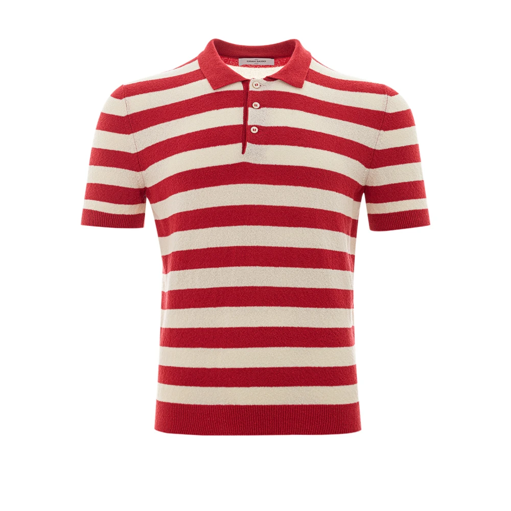 Gran Sasso Gestreept Handdoek Effect Polo Shirt Red Heren