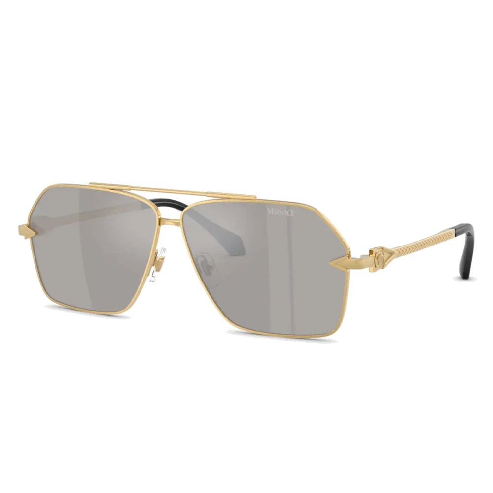 Versace Men's Gold/Grey Ve2284 10026G Man Sunglasses Metal Pilot Mirrored - Image 5