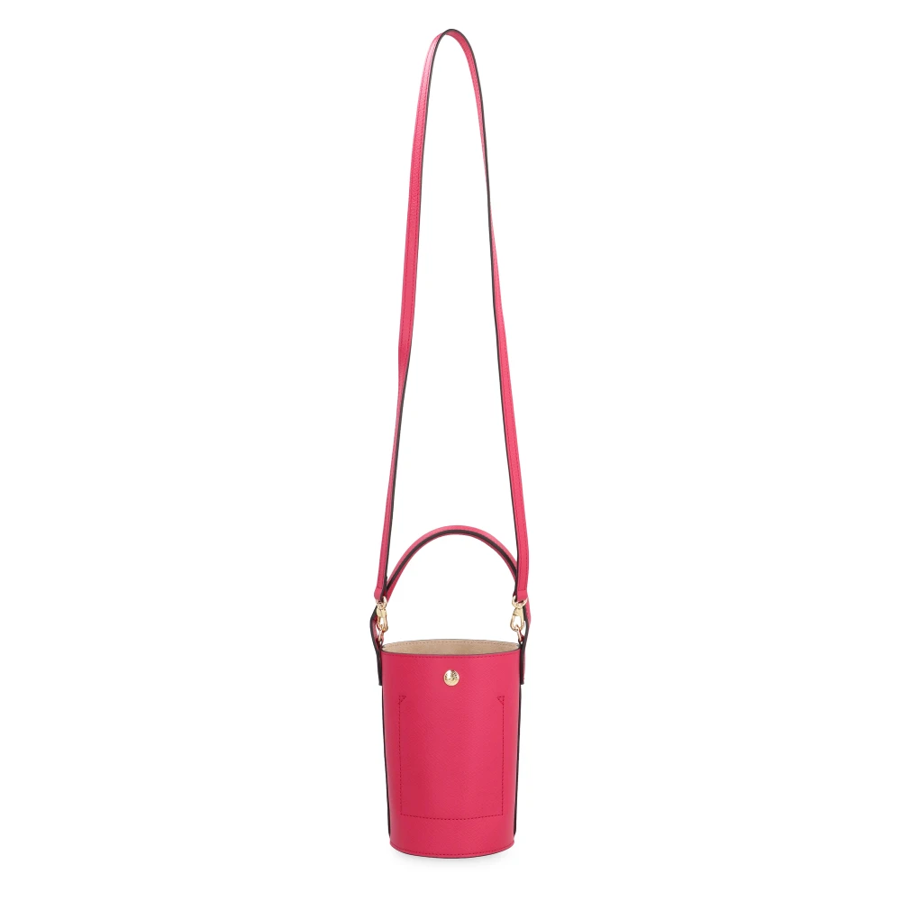 Longchamp Leren Bucket Bag met Snap Sluiting Pink Dames