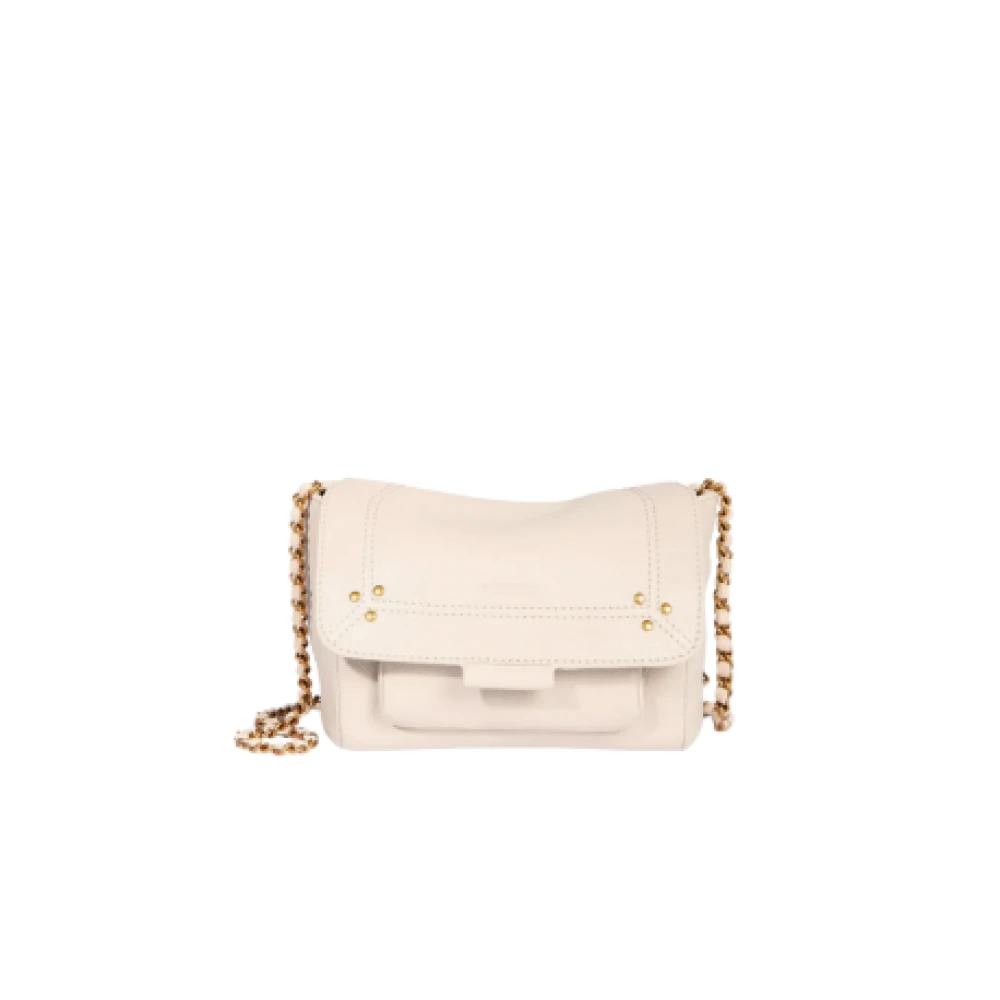 Jérôme Dreyfuss Kornläder Crossbody Väska med Kedja Beige, Dam