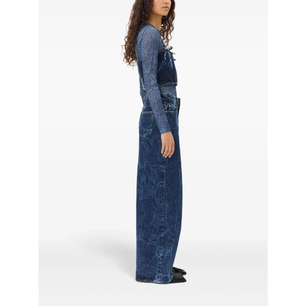 Ganni Blauwe Wide Leg Denim Jeans Blue Dames