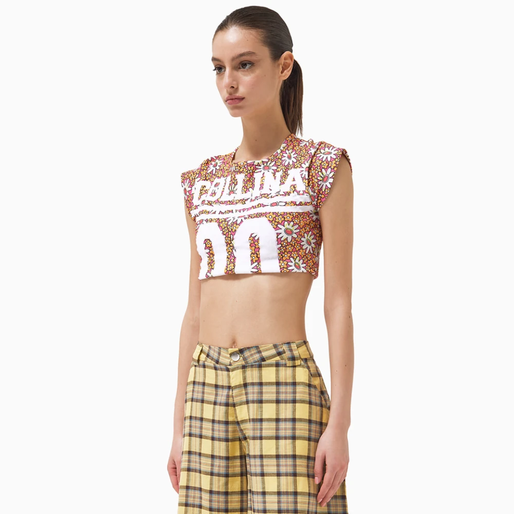 Collina Strada Bloemenprint Crew Neck T-Shirt Pink Dames