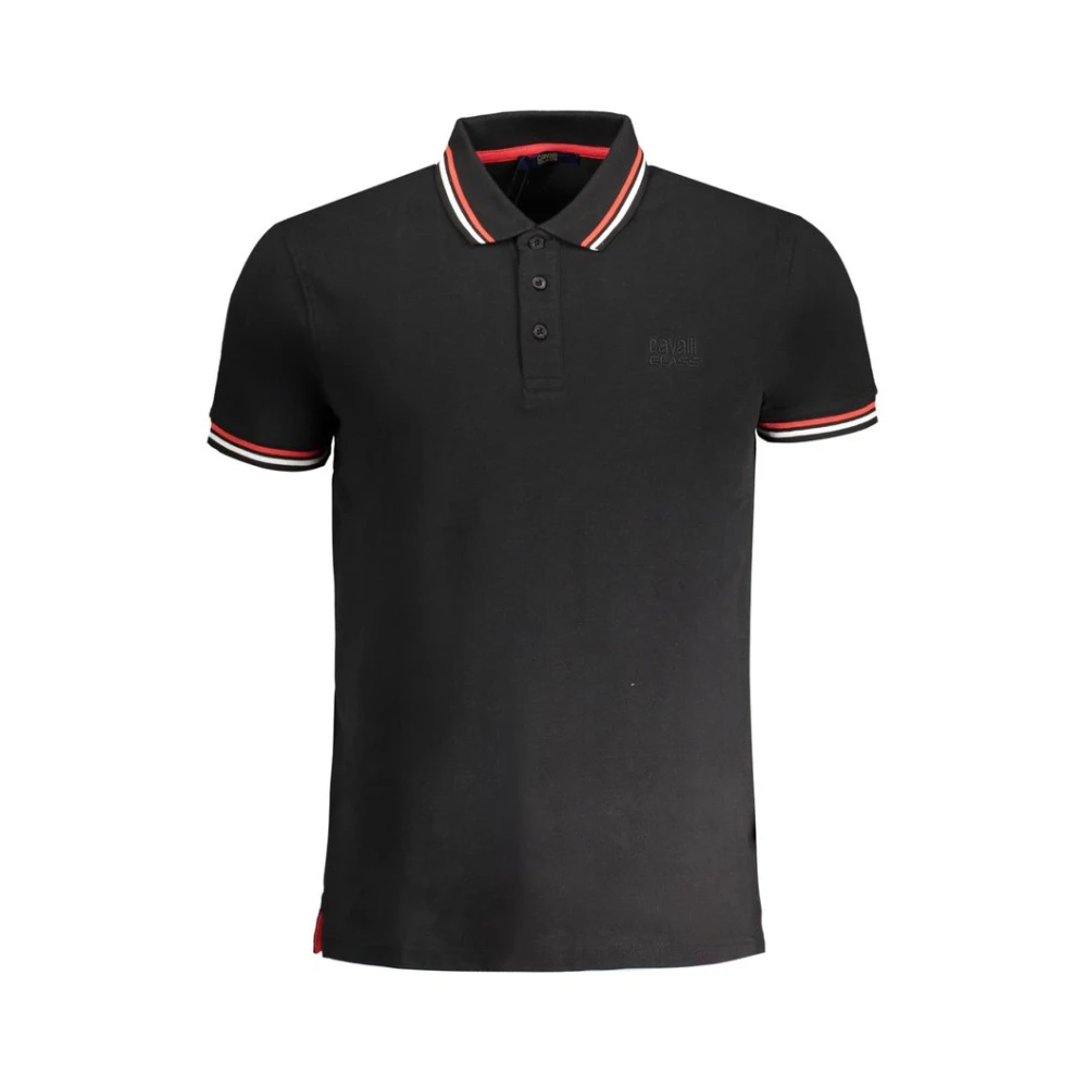 Cavalli Class Zwarte Katoenen Poloshirt met Korte Mouwen Black Heren